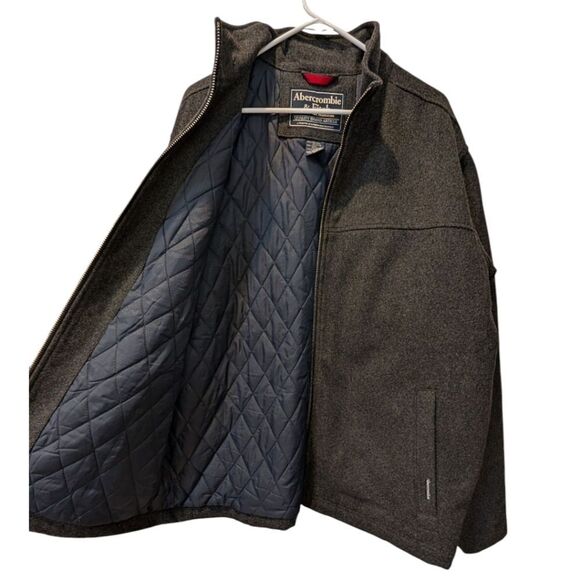 Abercrombie & Fitch 90's-Y2K Gray Wool Blend Full-Zip Quilted Lined Jacket Coat - Picture 4 of 8